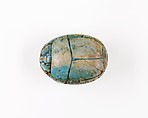 Scarab Incised with Nefer Sign and Scrolls, Blue glazed steatite