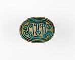 Scarab Incised with Nefer Sign and Scrolls, Blue glazed steatite