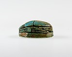 Scarab Incised with Nefer Sign and Scrolls, Blue glazed steatite