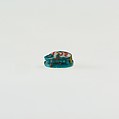 Scarab Inscribed with a Blessing Related to Re, Green glazed steatite