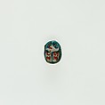 Scarab Inscribed with a Blessing Related to Re, Green glazed steatite