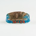 Scarab Decorated with Cross-Hatching, Bright blue faience