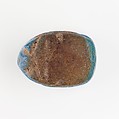 Scarab Decorated with Cross-Hatching, Bright blue faience
