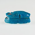 Scarab Inscribed with a Blessing Related to Re, Bright blue faience