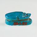 Scarab Inscribed with a Blessing Related to Re, Bright blue faience