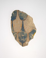 Fragment from a wall with painted feather pattern, Limestone, Paint
