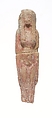 Standing female figurine with long thin wig and missing legs, Pottery