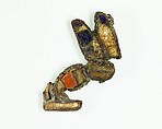 Bee facing to right that is an element from a pectoral, Silver, lapis lazuili, carnelian, and faience