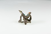 A jewelry element in the form of an inlaid bee, Silver, lapis lazuli, carnelian, and turquoise