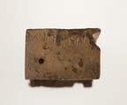 Part of a bronze statue base inscribed in Egyptian and Greek, Copper alloy