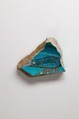 Decorated Bowl Fragment, Blue faience, paint