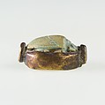 Scarab Decorated with Papyrus and Winged Beetles, Blue glazed steatite