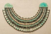 Broad collar, Black, white and blue-green faience