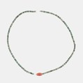 Necklace with carnelian barrel bead, Blue faience, carnelian