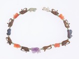 String of Wedjat Amulets, Gold, carnelian, lapis-lazuli, amethyst, beryl