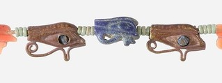 String of Wedjat Amulets, Gold, carnelian, lapis-lazuli, amethyst, beryl