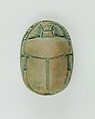Scarab Inscribed with Hieroglyphs, Green glazed steatite
