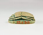 Scarab Inscribed with Hieroglyphs, Green glazed steatite
