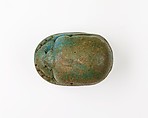 Scarab Incised with Nefer Signs and Scrolls, Green glazed faience