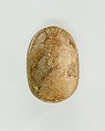 Scarab Decorated with Symbol of Unification, Faience, traces of green glaze