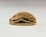 Scarab Decorated with Symbol of Unification, Faience, traces of green glaze