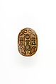 Scarab Inscribed with Hieroglyphs, Steatite, traces of green glaze