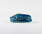 Scarab with the Representation of a Falcon and Hieroglyphs, Bright blue glazed steatite