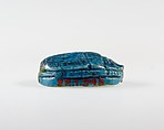 Scarab with the Representation of a Falcon and Hieroglyphs, Bright blue glazed steatite