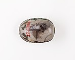 Scarab Decorated with Symbol of Unification, Glazed steatite, traces of blue glaze
