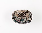 Scarab Decorated with Symbol of Unification, Glazed steatite, traces of blue glaze