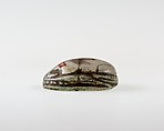 Scarab Decorated with Symbol of Unification, Glazed steatite, traces of blue glaze