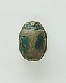 Scarab with Hieroglyphs, Bright blue glazed steatite