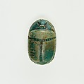 Scarab Incised with Circles and Lotus Flowers, Green glazed steatite