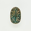 Scarab Incised with Circles and Lotus Flowers, Green glazed steatite