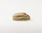 Scarab Decorated with Scroll Design, Steatite, traces of blue glaze