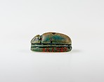 Scarab Inscribed with Hieroglyphs, Blue glazed steatite