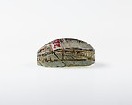 Scarab Decorated with Scrolls and Papyrus, Green glazed steatite