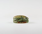 Scarab with Red Crown Design, Green glazed steatite