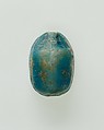 Scarab Inscribed with Hieroglyphs, Bright blue glazed steatite