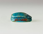 Scarab Inscribed with Hieroglyphs, Bright blue glazed steatite
