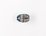 Scarab with Double Lotus Design, Blue glazed steatite