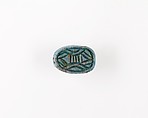 Scarab with Double Lotus Design, Blue glazed steatite