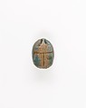 Scarab with Hathor-like Canaanite Goddess, Blue glazed steatite