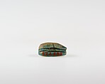 Scarab with Hathor-like Canaanite Goddess, Blue glazed steatite