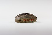 Scarab Inscribed with Hieroglyphs in Rope Border, Glazed steatite