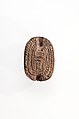 Scarab Inscribed with Hieroglyphs in Rope Border, Glazed steatite
