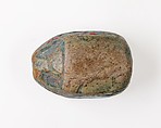 Scarab with Hieroglyphs and Recumbent Donkey, Green glazed steatite