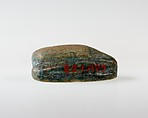 Scarab with Hieroglyphs and Recumbent Donkey, Green glazed steatite