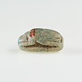 Scarab Inscribed with Hieroglyphs, Faience