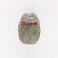 Scarab Inscribed with Hieroglyphs, Faience
